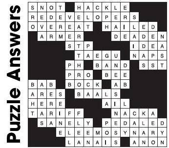 Puzzle Answers ….