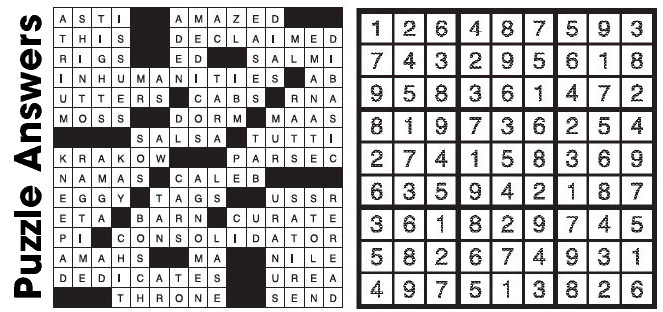 Puzzle Answers ….